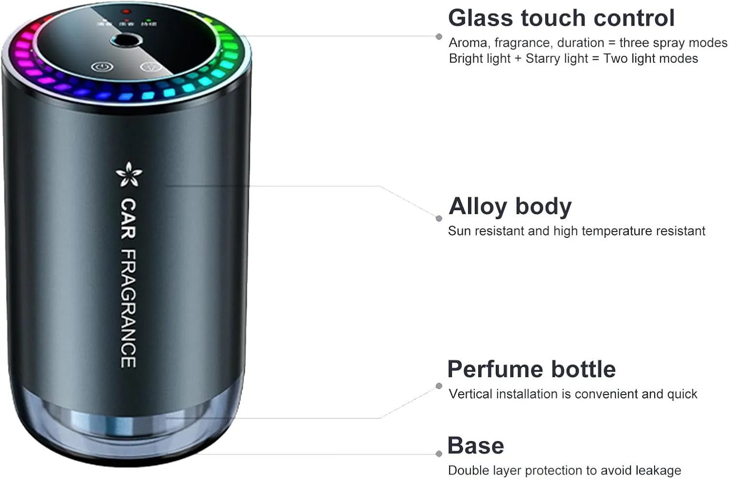 Mist Ultrasonic Humidifier Car Fragrance Diffuser Sure Here's A Product Title for Listing Air Freshener with Colorful Light Rechargeable Auto Chance
