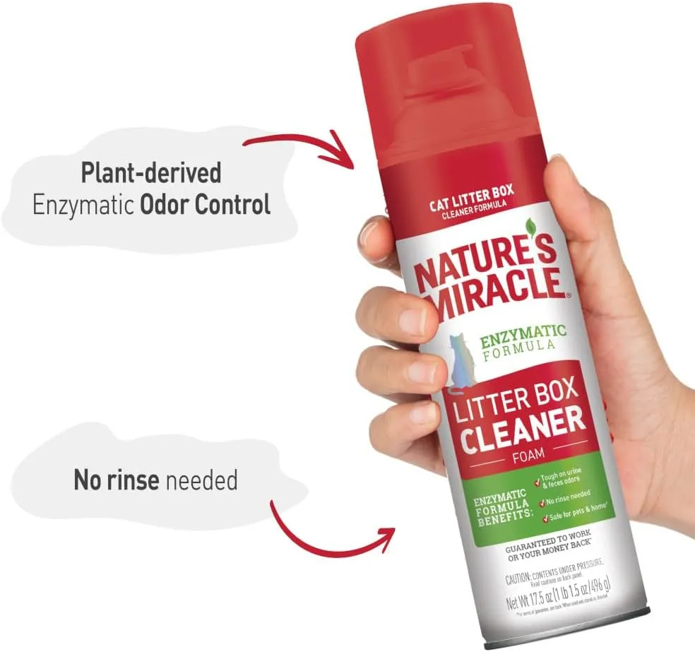 Nature's Miracle Foam Litter Box Cleaner, Tough on Cat Urine Odors, Enzymatic Formula, 17.5 oz