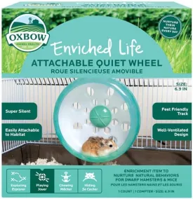 Oxbow Enriched Life Small Animal Accessories - Exercise Wheel for Dwarf Hamsters & Mice - Attachable Quiet Wheel (7 inch)