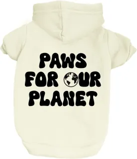 Paws for Our Planet Dog Hoodie | Fleece Lined |Leash Hole| Earth Day | Save The Planet | Go Green | Nature Lovers | Reusable|Cream, 4X-Large 1270