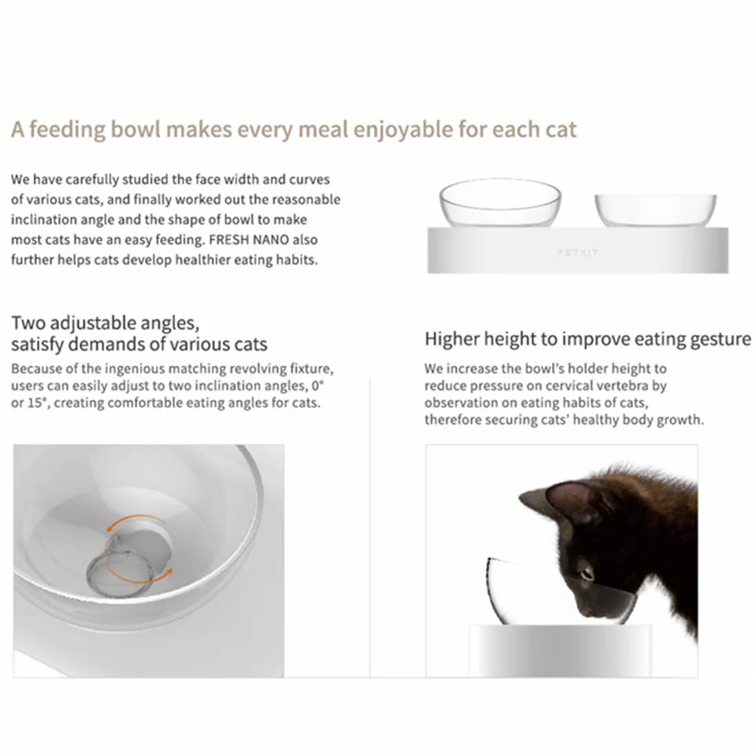 Petkit Fresh Nano 15 Degree adjustable Single Pet Cat Dog Non Toxic Feed Feeding Bowl