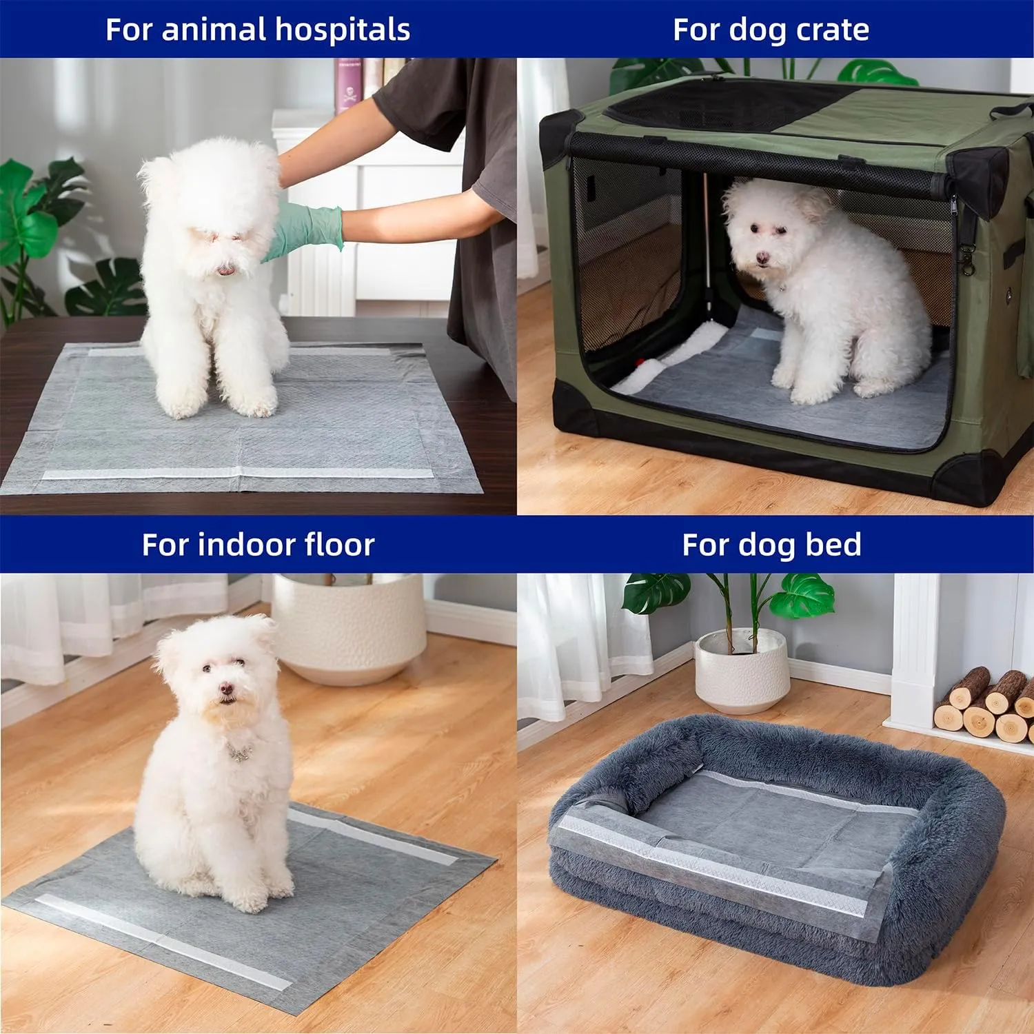 Pettycare Charcoal Puppy Pads Regular 22"x23" 100 Count, Leak-Proof Odor Control Thicken 6 Layers, Ultra Absorbent Quick Dry, Disposable Potty Training Pads with Anti-Slip Adhesive Sticky Tape