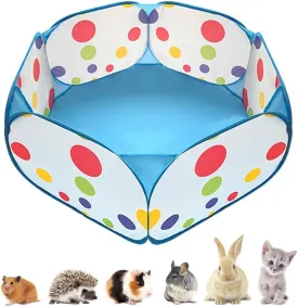 Portable Small Animals Playpen, Outdoor/ Indoor Pop Open Pet Exercise Fence, Guinea Pig Accessories Metal Wire Yard Fence C&C Cage Tent for Rabbits, Hamster, Chinchillas and Hedgehogs (Blue)