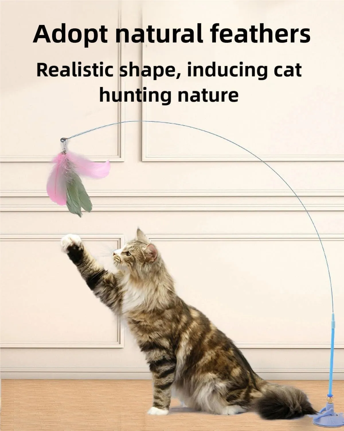 Puff Pet MeowMastery Toy, MeowMastery Cat Toy, Meow Mastery Teaser Wand - with 4 Types of Replacement Feathers, Interactive Cat Teaser, Exercise and Entertainment for Active Felines (Pink)
