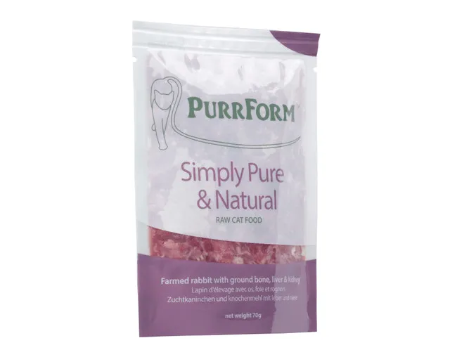 Purrform Rabbit with Ground Bone, Liver and Kidney - POUCH (6x70g)