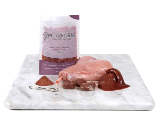 Purrform Rabbit with Ground Bone, Liver and Kidney - POUCH (6x70g)