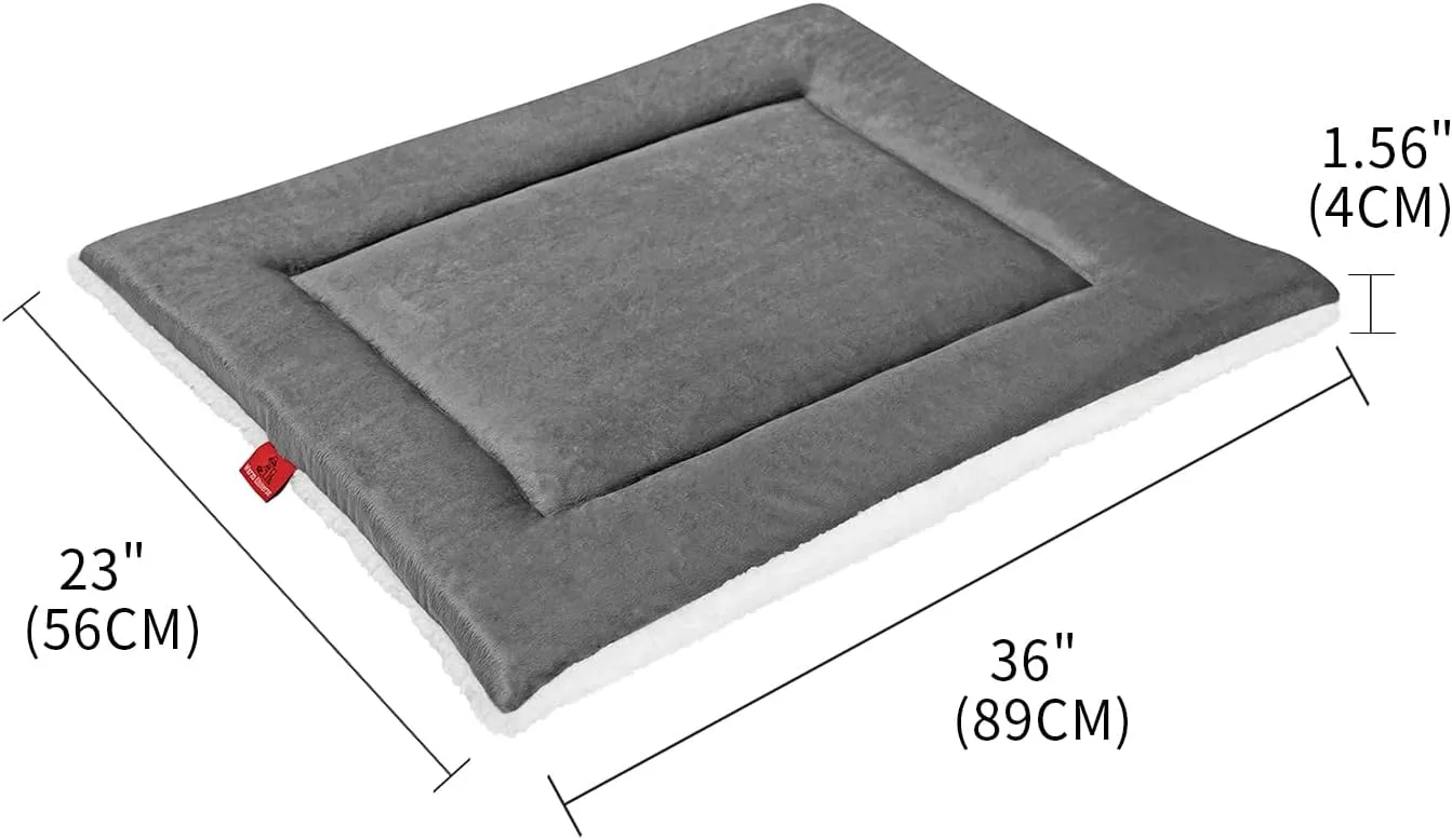 Reversible Dog Bed Mat - Orthopedic Foam Crate Pad for Kennel Comfort, Small to Large Dogs (Gray)