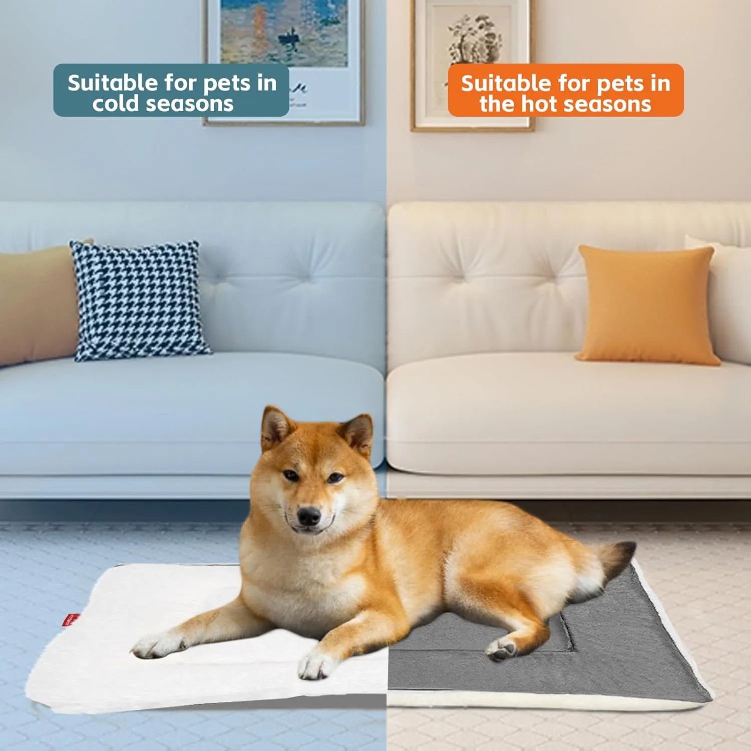 Reversible Dog Bed Mat - Orthopedic Foam Crate Pad for Kennel Comfort, Small to Large Dogs (Gray)
