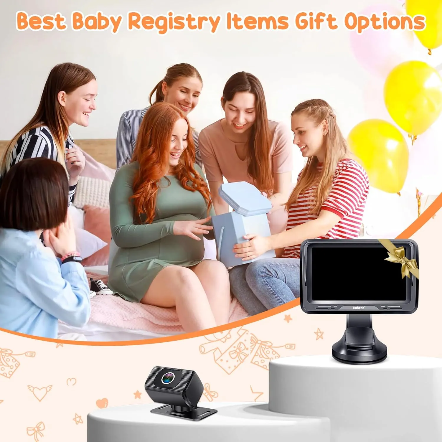 Rohent Baby Car Camera with Night Vision - HD 1080P Rear-Facing Car Seat Camera with 4.3'' Display, 360 Adjustable, Easy DIY Installation for Infant Safety, Fits SUVs, Trucks, Sedans