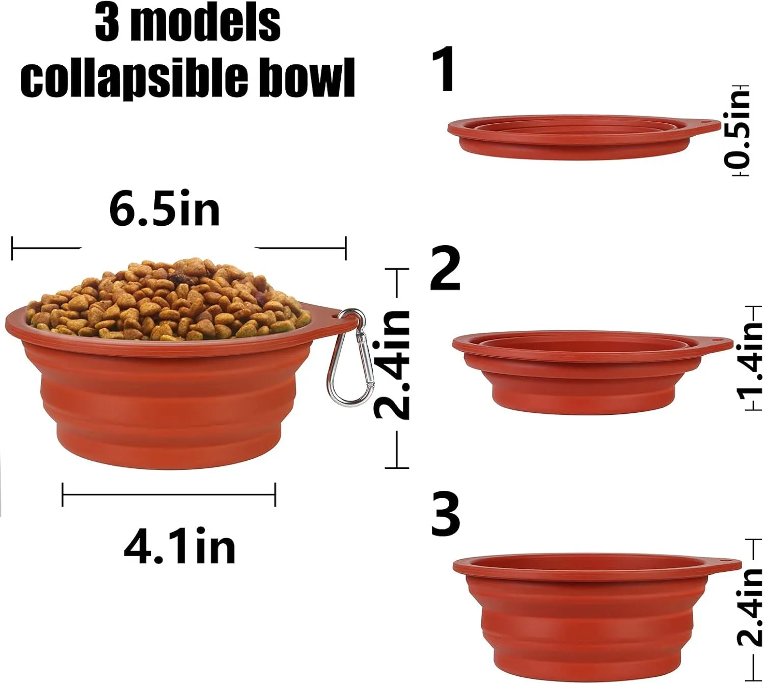 SLSON 2Pack Collapsible Dog Bowl,Integrated Molding Travel Bowl No Plastic Rim Pet Feeding Bowls for Walking Traveling Outdoors,600ML (Brown Grey)