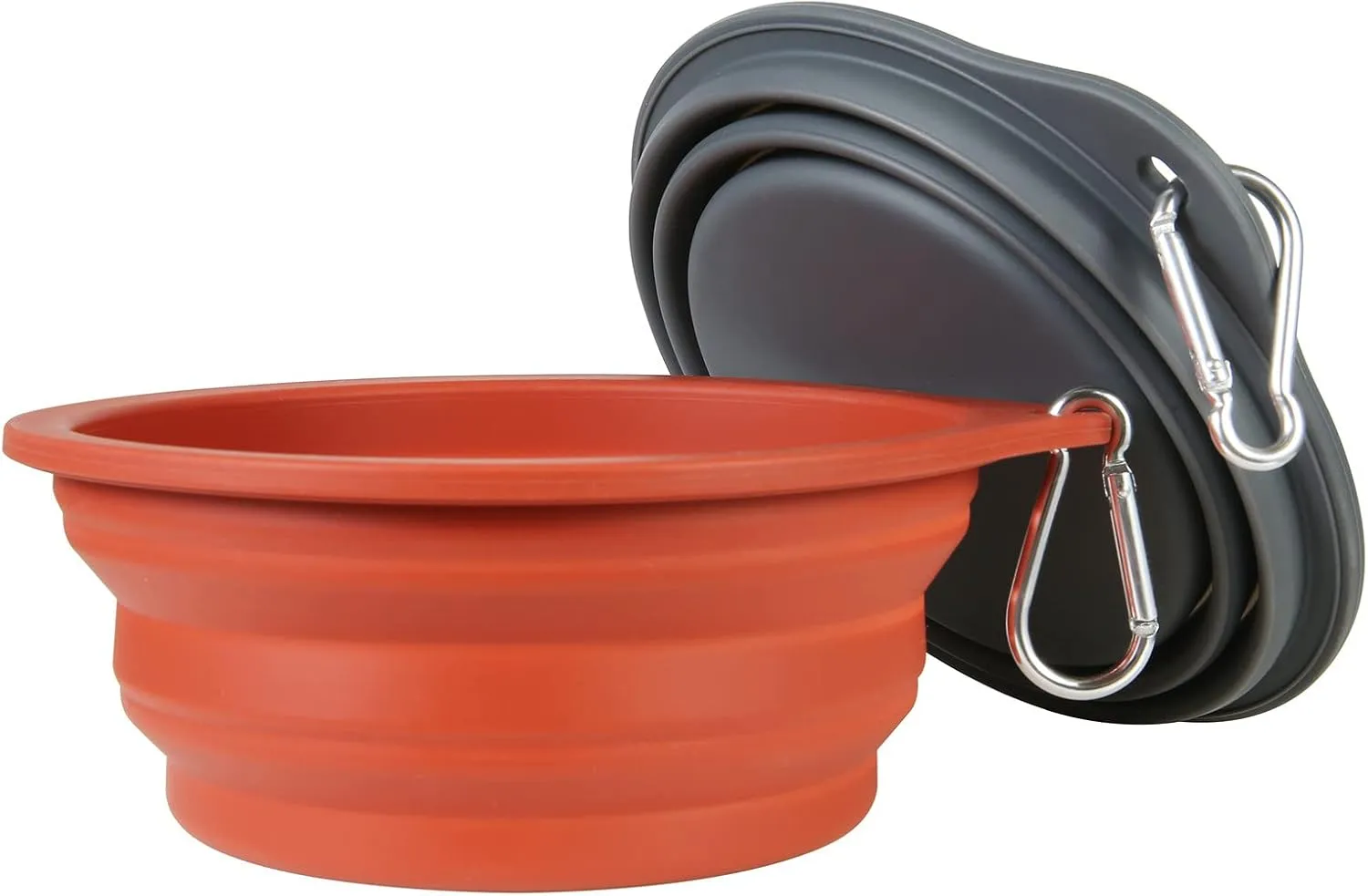 SLSON 2Pack Collapsible Dog Bowl,Integrated Molding Travel Bowl No Plastic Rim Pet Feeding Bowls for Walking Traveling Outdoors,600ML (Brown Grey)
