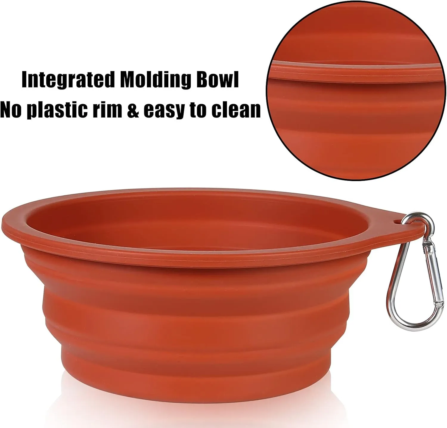 SLSON 2Pack Collapsible Dog Bowl,Integrated Molding Travel Bowl No Plastic Rim Pet Feeding Bowls for Walking Traveling Outdoors,600ML (Brown Grey)