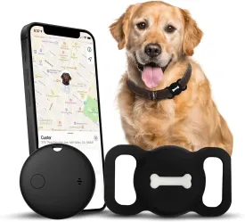 Smart Pet Tracker, Dog Tracker with Collar Holder, Smart Tag for Seamless Location Tracking, No Monthly Fee MFi Certificated, Work with Find My, No GPS Tracker, iOS Only, Black