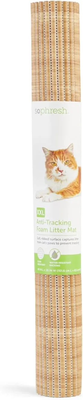 So Phresh Bamboo-Print Anti-Tracking Cat Litter Trapper Mat 40" L X 25" W