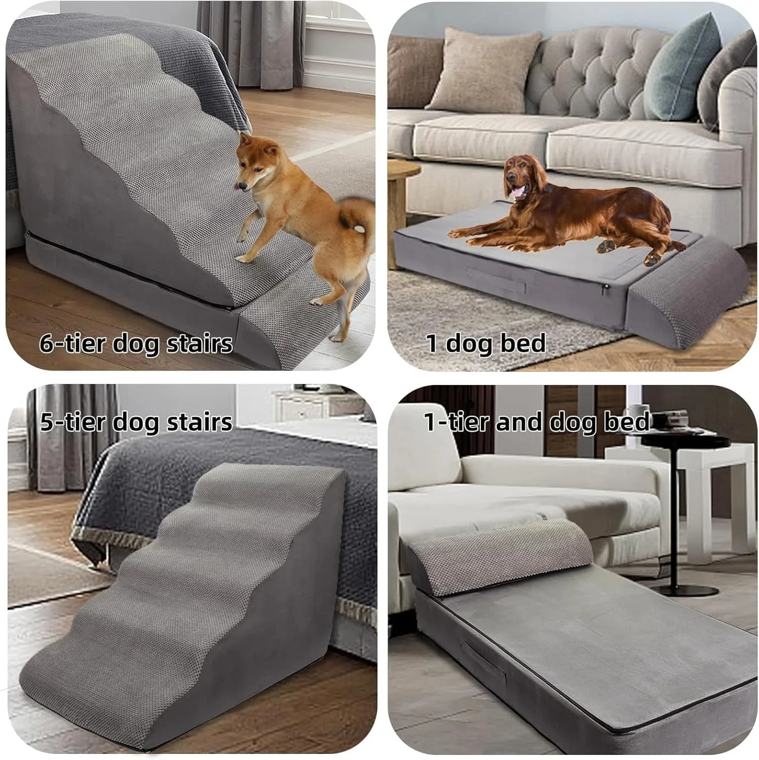 Soft Dog Stairs & Steps for High Beds 30 Inches Tall for Small Dogs, LitaiL Pet Stairs/Steps for Beds for Large Dogs 30 Inches High, Non-Slip Dog Ramps for Small Pet, for Older Cats Injured