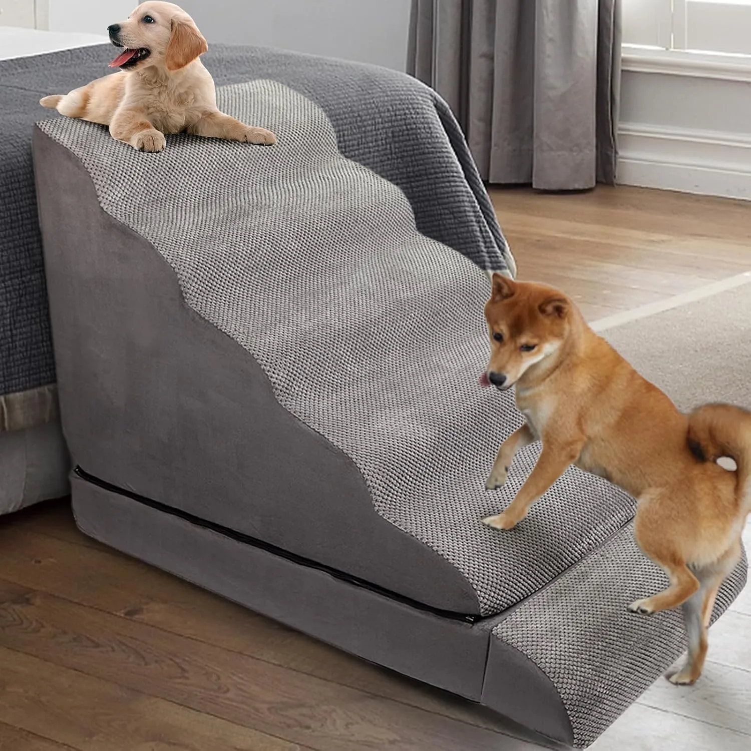Soft Dog Stairs & Steps for High Beds 30 Inches Tall for Small Dogs, LitaiL Pet Stairs/Steps for Beds for Large Dogs 30 Inches High, Non-Slip Dog Ramps for Small Pet, for Older Cats Injured