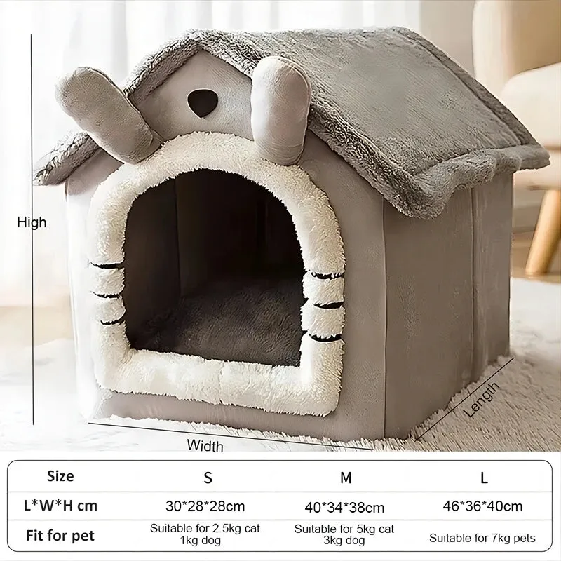 Soft Pet Bed Tent – Cozy Velvet Kennel for All Sizes