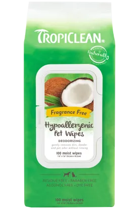 Tropiclean Hypoallergenic Wipes for pets - 100 ct.