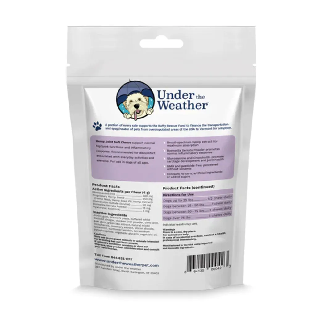 Under the Weather Hemp Joint Soft Chews for Dogs, 30 chews