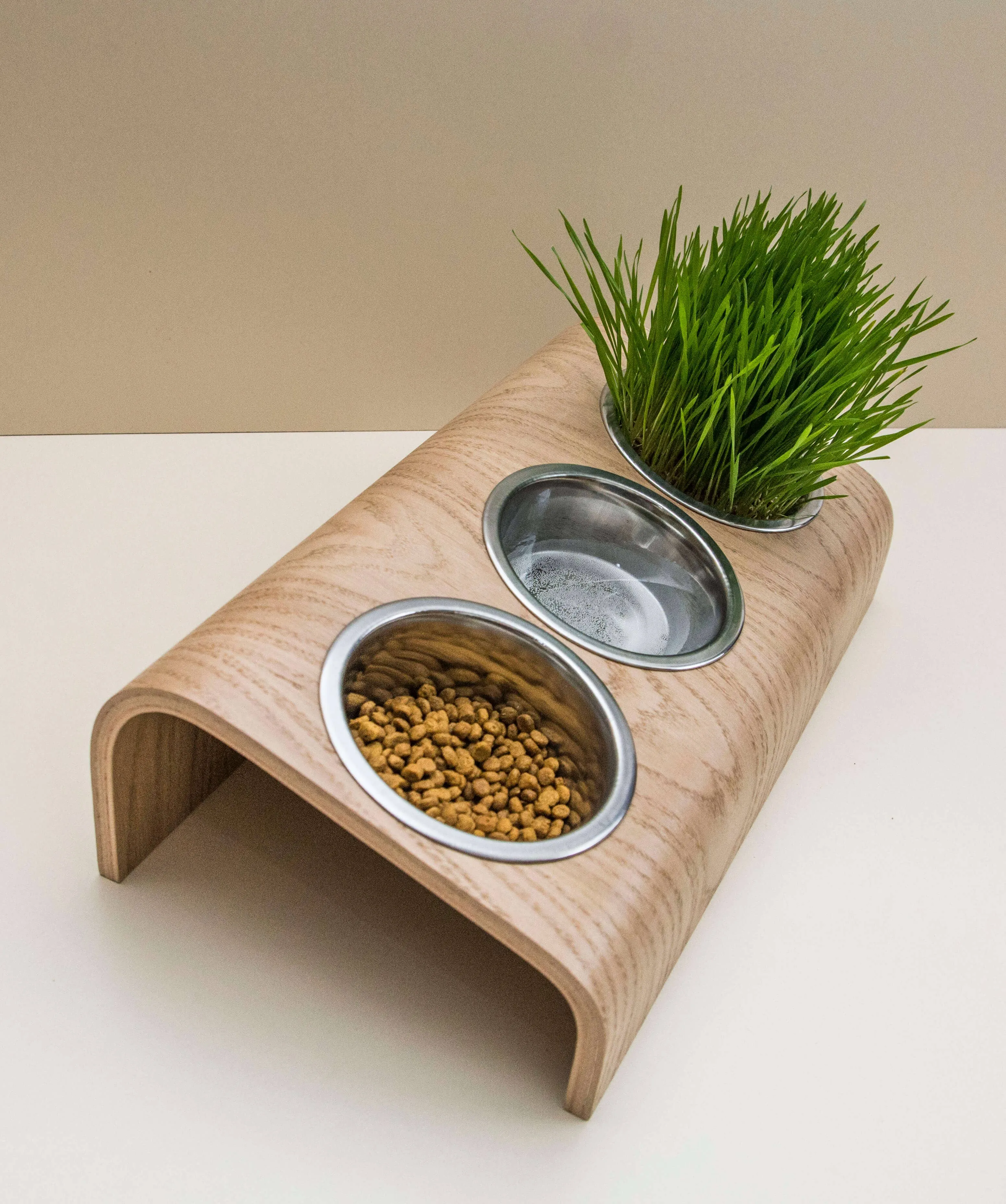 ValiaiDesign - Pet feeding station with 3 bowls, Pet bowls with stand
