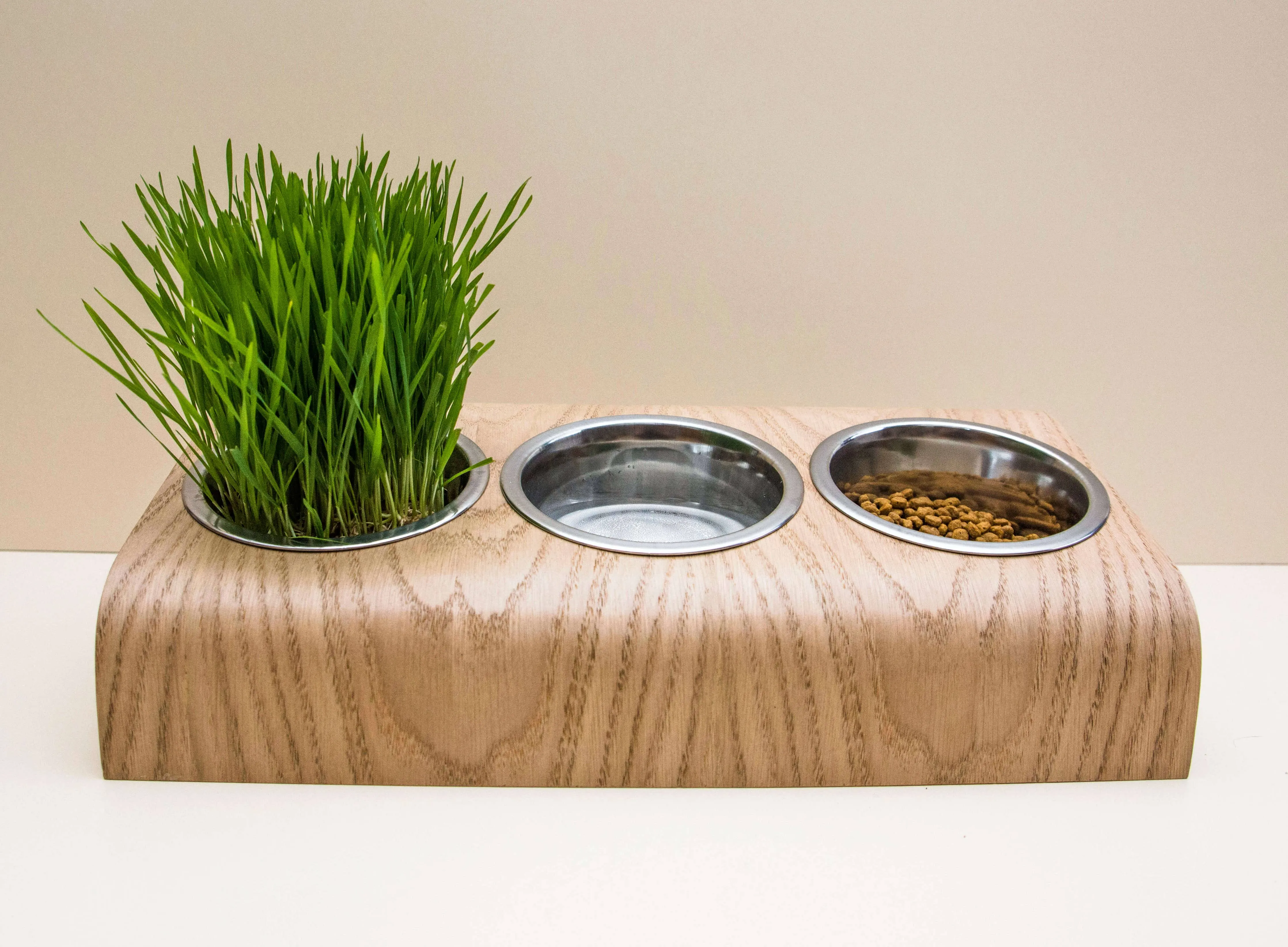 ValiaiDesign - Pet feeding station with 3 bowls, Pet bowls with stand
