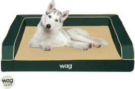 Wag Premium Pet Dog Bed | Multi Layer Construction with Cooling Energy Gel and Copper Infusion | Machine Washable Cover and Water Resistant Inner Liner | Large, Pine Green